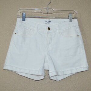 Sz 25 FRAME Denim White Cotton Blend Le Cutoff Shorts